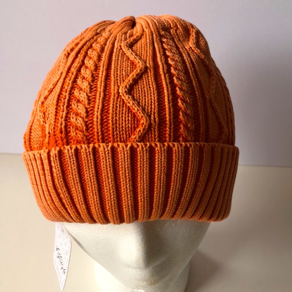 Free People Stormi Wahed Beanie Cable Knit Orange-NWT - Picture 5 of 8